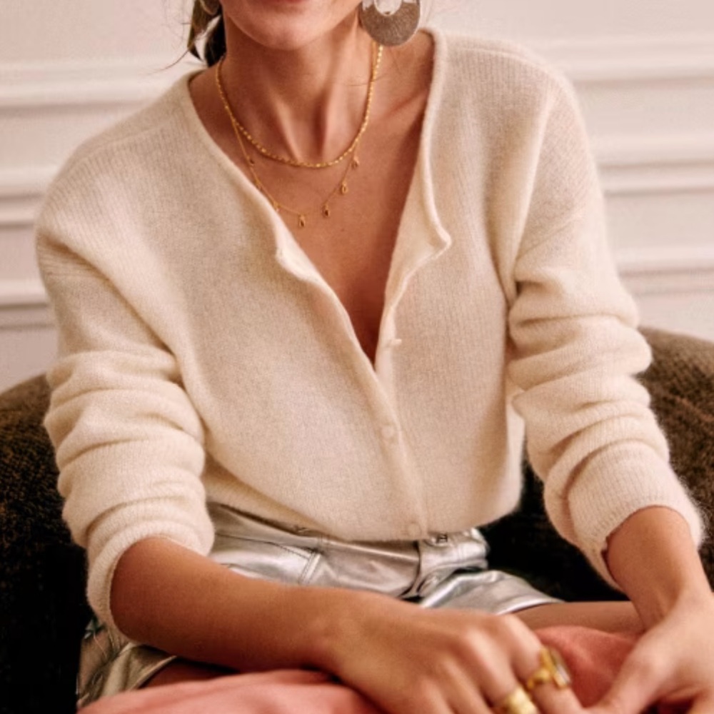 Sezane “Gaspard Cardigan” in Ecru (cream), size small
